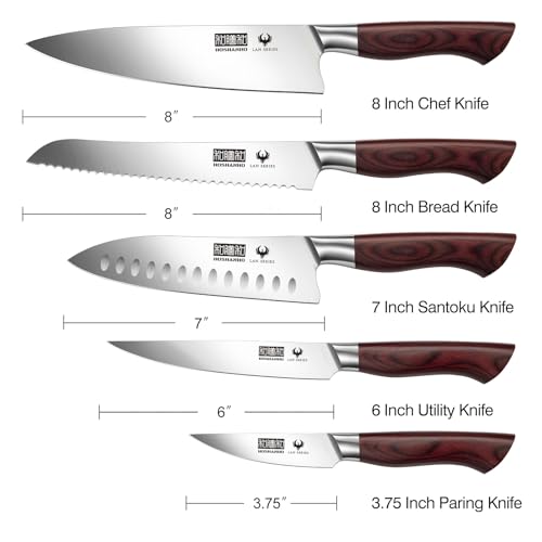 HOSHANHO 5PCS Japanese Kitchen Knife Set, Sharp Chef Knives & Wood Handle - size: 5 Pieces Knife Set