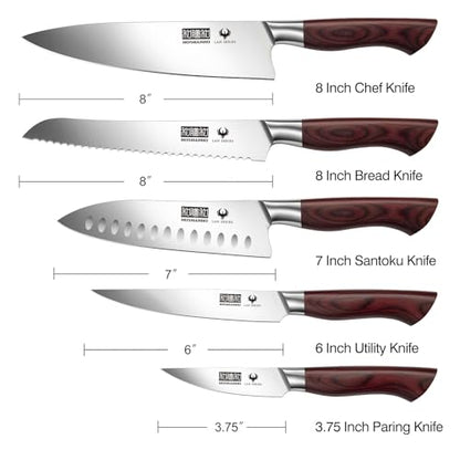 HOSHANHO 5PCS Japanese Kitchen Knife Set, Sharp Chef Knives & Wood Handle - size: 5 Pieces Knife Set