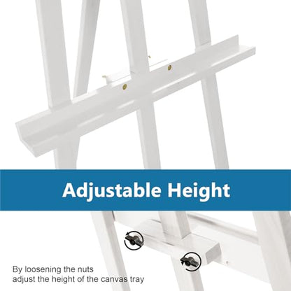 A-Frame Wooden Display Easel, Lyre Beechwood Studio Easel Stand, White - color: White