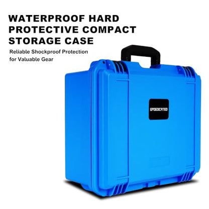 Waterproof Camera Hard Case, Shockproof & Dustproof with Custom Foam, Lockable Box for Drone, DSLR, Laptop, Tools 16.14"x13.19"x6.89" Blue