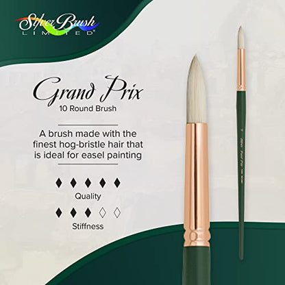 Silver Brush Limited Grand Prix Round Oil Paintbrush, Size 10, Long Handle - size: Size 10