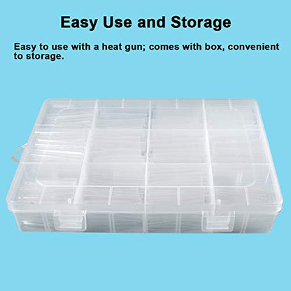 625 Pcs Clear Heat Shrink Tubing Kit, 2:1 Shrink Wire Wrap Tube, 8 Sizes