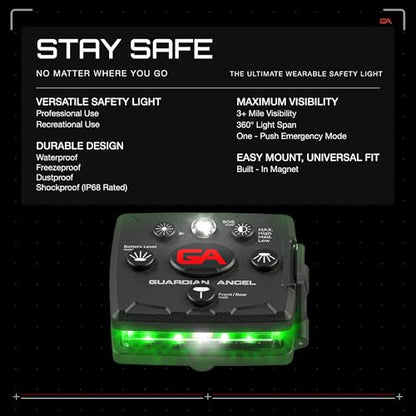 Guardian Angel Micro Safety Light - Green Front & Green Rear - color: Green/Green