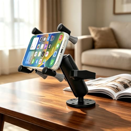 Strg Phone Mount with Drill-Down Round Base and Marine-Grade Aluminum Arm - size: Round Base