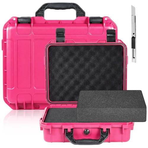 Relaxweex 14.3 x 11.4 x 4.5 Inch Hard Case, Stripe Shell, Rose Red - color: Rose Red, size: 14.3 x 11.4 x 4.5 Inch, style: Stripe Shell