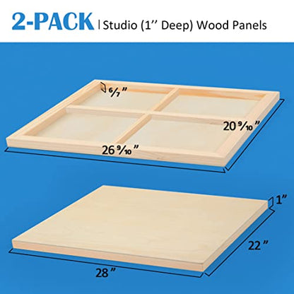 Falling in Art 2 Pack 22x28 Unfinished Birch Wood Panels Kit for Painting - size: 22*28 2-pack