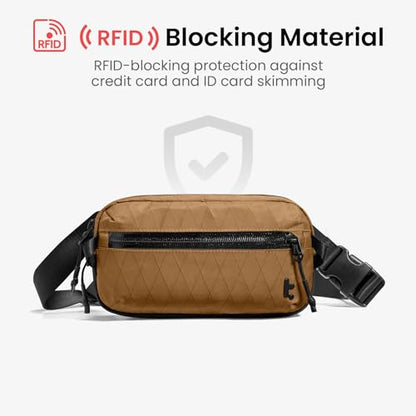 tomtoc 1.5L X-Pac Sling Bag with RFID Blocking Crossbody Pack for Men Women - color: X-Pac Brown, size: 1.5L