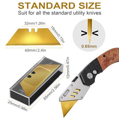 Vickay 60 Pack Box Cutter Blades, SK2 Utility Knife Blades, Razor Blades - color: Gold, size: 60 Pack
