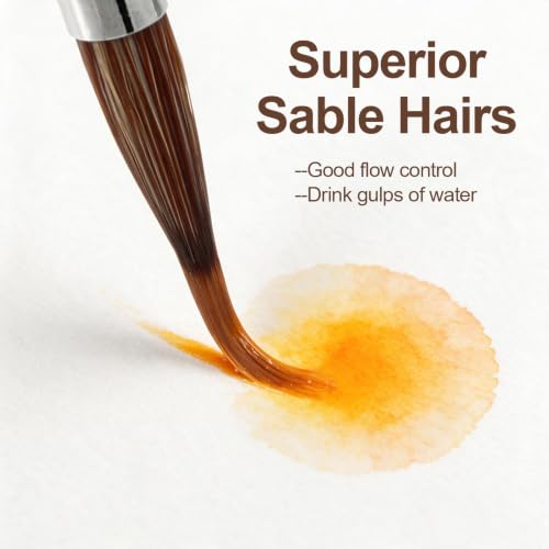 3 Pcs Extra Long Tip Sable Watercolor Brushes, Liner Brushes with Synthetic