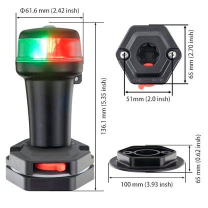 Pactrade Marine Navigation Lights for Boats LED - Red/Green Battery Powered Nav Lights for Boats - Surface Mounts (Flat), Fixed Base, 3-Mode Operation - 1NM Waterproof - style: Surface Mounts (Flat), Fixed Base