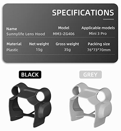DAGIJIRD Sunshade Gimbal Guard Anti-Glare Lens Screen Protector Cap Weight: 15g Lightweight Drones Lens Hood Protection Accessories Compatible with DJI Mini 3 Pro - color: Black