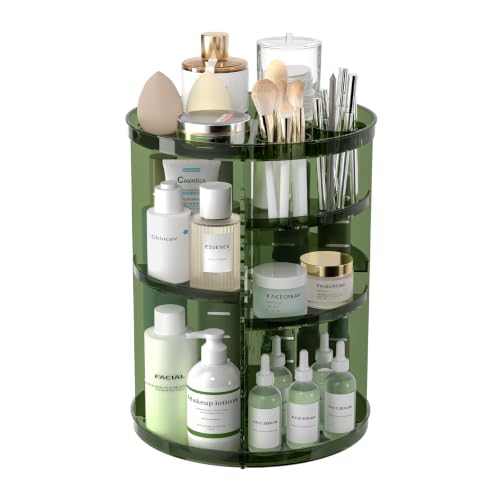 Rotating Makeup Organizer with DIY 8 Adjustable Layers, Clear Green - color: Clear Green