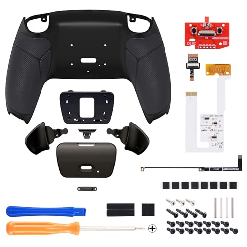 eXtremeRate Black Real Metal Buttons RMB RISE V3 Remap Kit for PS5 Controller BDM-030 040 050, Rubberized Grip Bottom Shell Upgraded Programable Back Buttons Set for PS5 Controller - NO Controller - color: Black