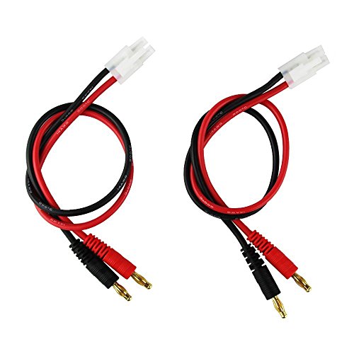 FLY RC 2packs Tamiya Charging Cable Connector to 4.0 4mm Banana Plug Balance Charge Cable 14awg 30cm 11.8in for RC Helicopter Quadcopter Lipo Battery - style: 2 Pcs big Tamiya charge cable