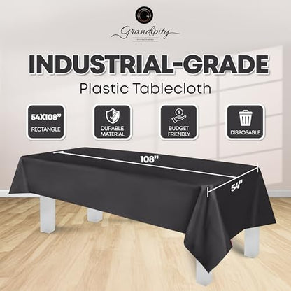 Grandipity Plastic Table Cloth Disposable 12 Pack 54” x 108” Rectangle - color: Grey, size: 54in. x 108in. Rectangle