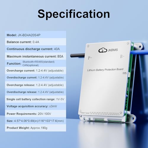 JKBMS JK-BD4A20S4P 7S-20S BMS Battery Management System, 0.4A Balance - size: JK-BD4A20S4P