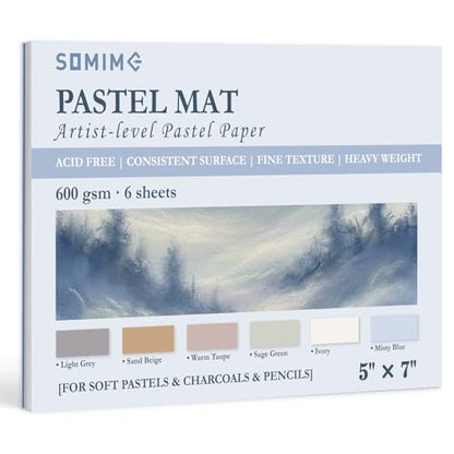 Somime 5x7 600gsm Sanded Pastel Paper Pad, 6 Sheets of 6 Light Colors - size: 5x7 6 sheets