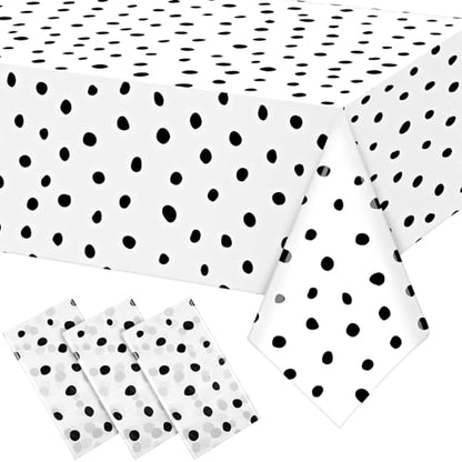 Mindsoft 3 Pcs White Black Polka Dot Plastic Tablecloth Party - color: White, style: Black Polka Dot