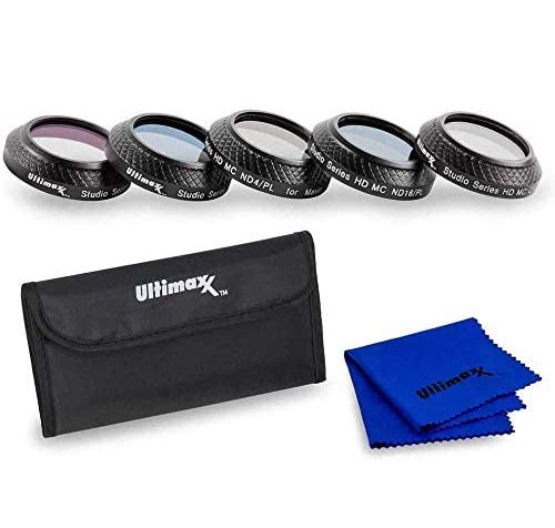 Ultimaxx 7 Piece Drone Camera Filter Bundle Kit for DJI Mavic Quadcopters Includes: ND4, ND8, ND16, UV, and CPL Filter, Cleaning Cloth, and Carrying Case; Made of Aluminum Alloy