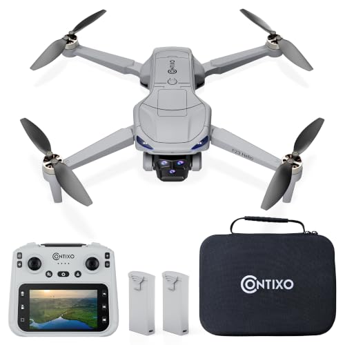 Contixo GPS Drone with Camera, 4.5" LCD Screen on Controller, FPV Drones, Orbit Mode, Auto Return Home, Follow Me for Adult Beginner, Brushless Drone Long Range Circle Fly, Under 249g