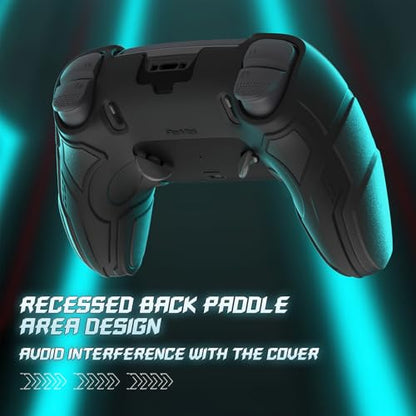 PlayVital for ps5 Edge Controller Silicone Cover Skin - Stellar Mecha Anti-slip Grip Protector for ps5 Edge Controller with Joystick Cap & Sticker, Shockproof Case - Black & Gunmetal Gray - color: Black & Gunmetal Gray