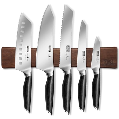 HOSHANHO Knife Set with Magnetic Knife Holder, 6-Piece Kitchen Knife Set - size: 6"
