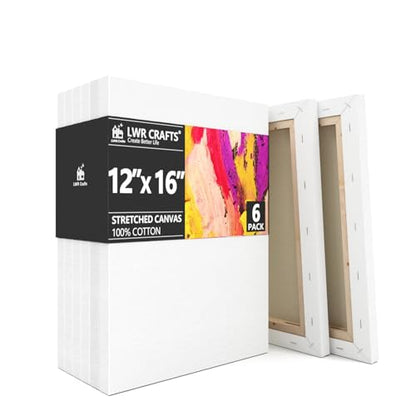 LWR CRAFTS Stretched Canvas 12" X 16" Pack of 6 - size: 12"x16"x6