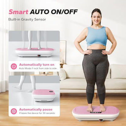 Merach CV40 Curved Vibration Plate Exercise Machine with 440lbs Capacity - color: Pink