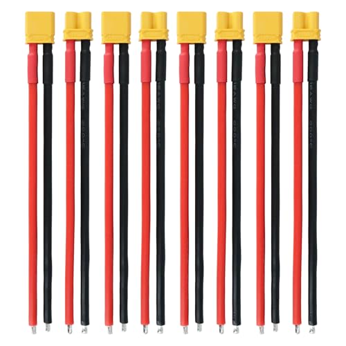 XT30 Connector Plug Cable - 5 Pairs Female and Male XT30U Extension Cables with 16AWG 100mm Silicon Wire Cables for RC Lipo Battery Connectors Drone Car Boat (XT30 Connector 16AWG 100mm) - style: XT30 Connector 16AWG 100mm