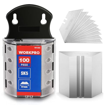 WORKPRO Utility Knife Blades, 100-Pack SK5 Steel Blades with Dispenser - style: 100 Pack