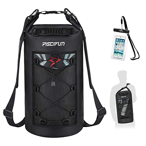 Piscifun Dry Bag, Waterproof Floating Backpack 10L/20L/30L/40L - color: Black, style: 40l