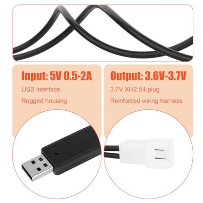 2pcs XH2.54mm 2P USB Charging Cable Replacement for 3.7V Lithium RC Battery, Quadcopter Battery Charger Wire USB Power Cable