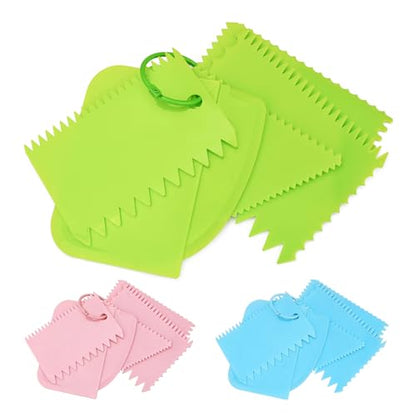 18 PCS Plastic Textured Art Supplies Kit with 3 Rings, Cake Scraper - color: 3 Colors
