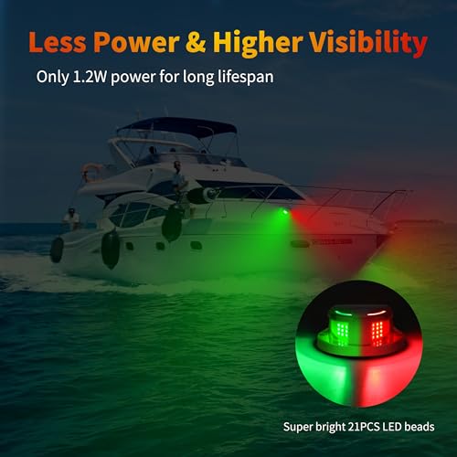 RVZONE White IP67 LED Boat Navigation Light, Red & Green for Pontoon Yacht - color: White