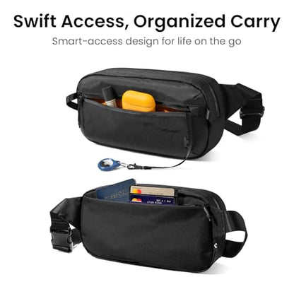 tomtoc 3.5L X-Pac Sling Bag with RFID Blocking Crossbody Pack for Men Women - color: X-Pac Black, size: 3.5L