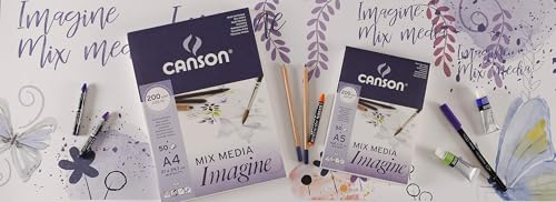 Canson Imagine Mixed Media 200gsm Paper, Natural White, A5 pad Including 50 Sheets - size: A5