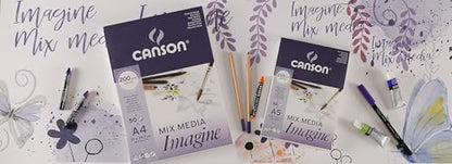 Canson Imagine Mixed Media 200gsm Paper, Natural White, A5 pad Including 50 Sheets - size: A5