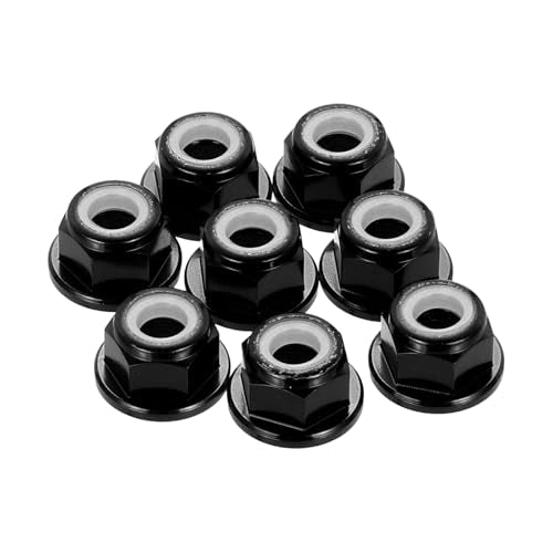 MECCANIXITY 8 Pcs M4 Flange Lock Nuts, Aluminum Nylon Locking Nuts, M4 x 0.7mm Hex Locking Serrated Nuts for RC Drone Quadcopter Motor Prop Adapter Fasteners, Black - color: Black, size: M4x0.7mm