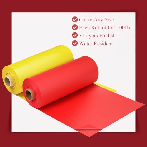 Moukeren Circus Carnival Table Cover Backdrop, Yellow, Red, 2 Roll - color: Yellow, Red