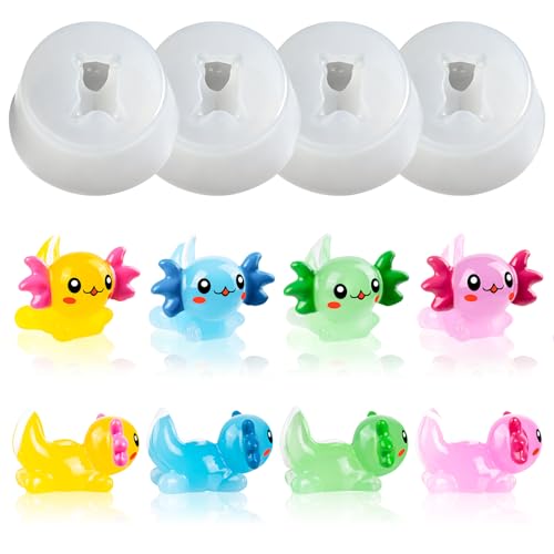 4 Pcs Mini Cute Axolot Figurines Silicone Mold - color: 4 Pcs Axolot White
