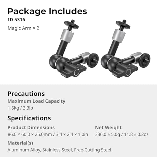 SMALLRIG 5.5in Adjustable Friction Articulating Camera Magic Arm - 2 Pack - style: 2-Pack