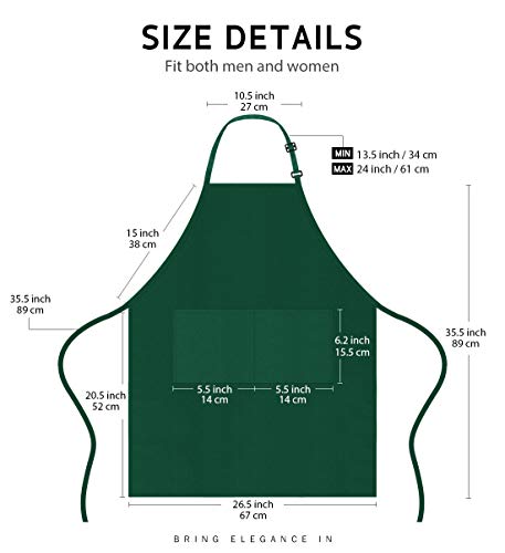 Syntus 12 Pack Apron with 2 Pockets Aprons for Men Women, Polyester, Green - color: Dark Green
