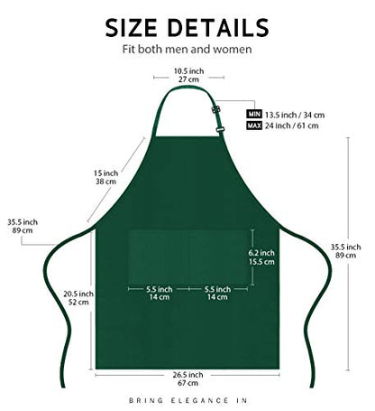 Syntus 12 Pack Apron with 2 Pockets Aprons for Men Women, Polyester, Green - color: Dark Green