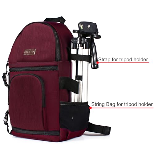 MOSISO Camera Sling Bag, Photography Shoulder Bag Compact Camera Backpack - color: Wine Red