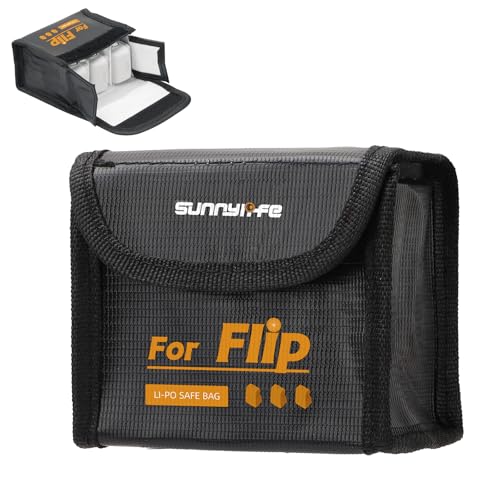 CAPART Battery Safe Bag for DJI Flip Drone Accessories, Fire-proof Explosion-proof Battery Safe Pouch for Charging and Storage (Large Size for 3pcs Batteries)