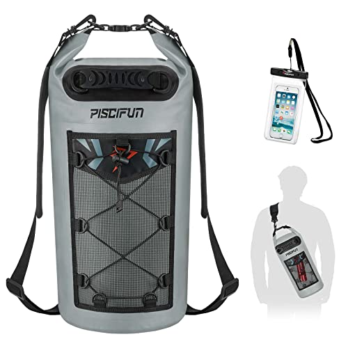 Piscifun Dry Bag, Waterproof Floating Backpack 10L/20L/30L/40L - color: Grey, style: 10l