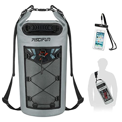 Piscifun Dry Bag, Waterproof Floating Backpack 10L/20L/30L/40L - color: Grey, style: 10l