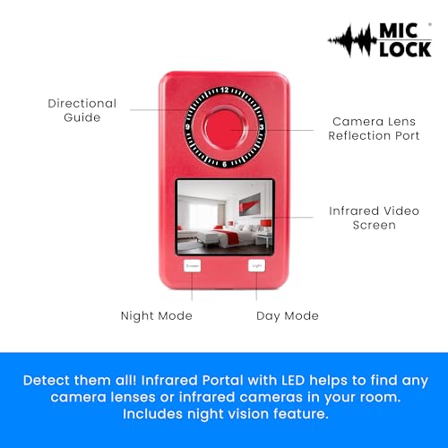 Mic-Lock 2-in-1 Bundle - Camera Finder Pro & Radio Frequency Detector - Anti Spy Hidden Device Finder - Secure Your Space (Red) - color: Red, size: Bundle (RF and Camera Pro)