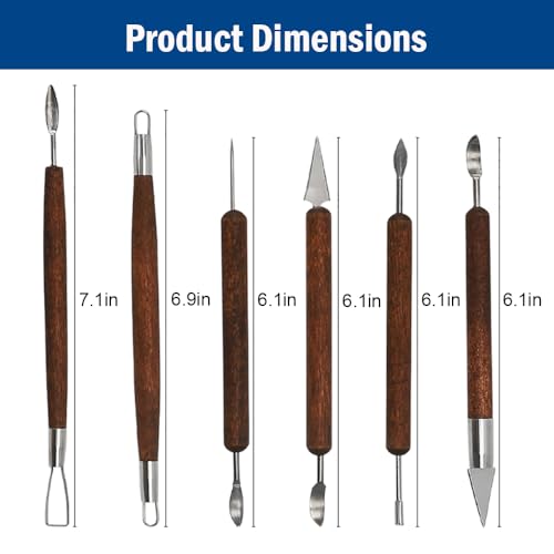 Clay Tools Sculpting for Polymer Air Dry Modeling Clay Beginners & Professionals Ideal for DIY Pottery & Ceramics Tools Double-Sided Polymer Carving Tools Kit (6)