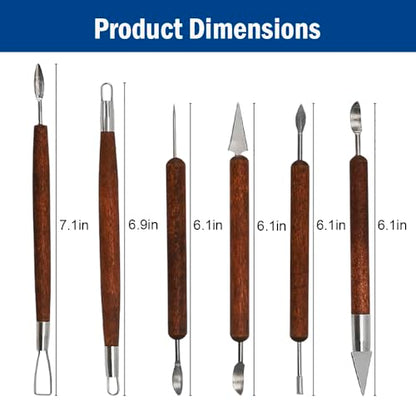 Clay Tools Sculpting for Polymer Air Dry Modeling Clay Beginners & Professionals Ideal for DIY Pottery & Ceramics Tools Double-Sided Polymer Carving Tools Kit (6)
